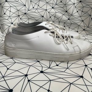 Lacoste White Faux Leather Sneaker Size 10.5